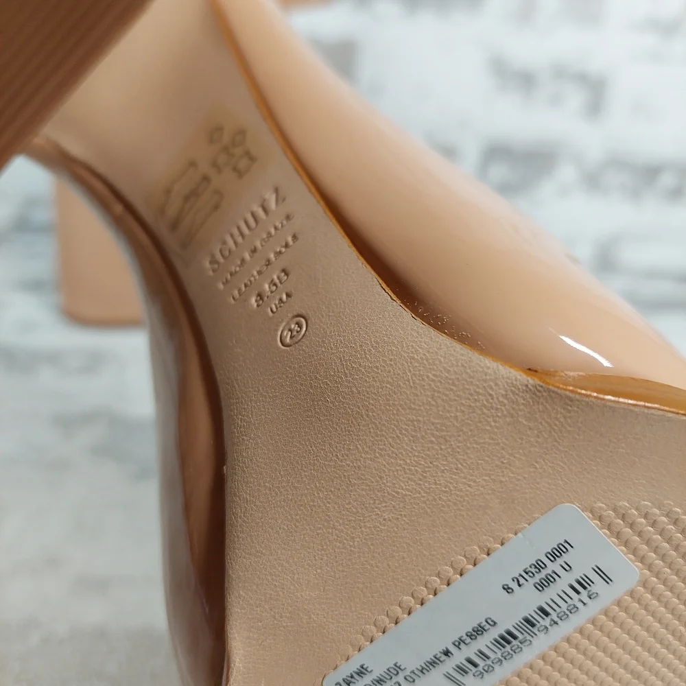 New Schutz Zayne New Pressego Tan Patent Leather Platform Mary Jane Pumps D143